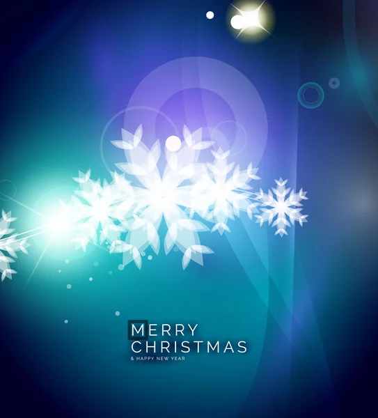 Christmas blue abstract background with white transparent snowflakes — Stock Vector