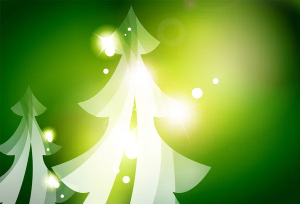 Vakantie groene abstracte achtergrond, winter sneeuwvlokken, Kerstmis en Nieuwjaar ontwerpsjabloon — Stockvector