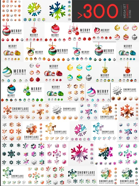 Ensemble méga de logos de Noël . — Image vectorielle