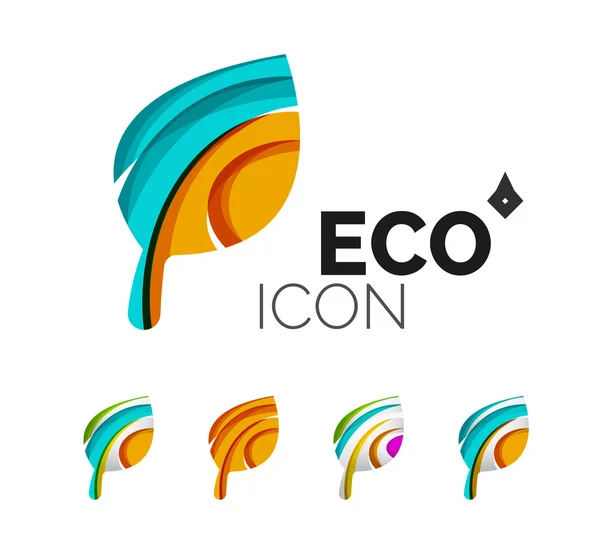 Set van abstracte eco blad icons, logo aard bedrijfsconcepten, schoon moderne geometrisch ontwerp — Stockvector