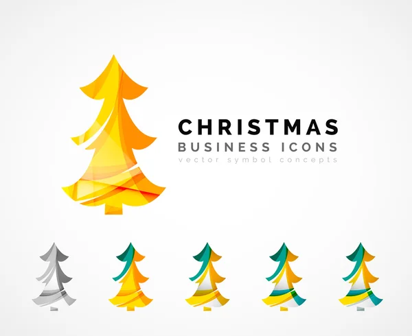 Set of abstract Christmas Tree Icons, business logo concepts, clean modern glossy design — Stock Vector