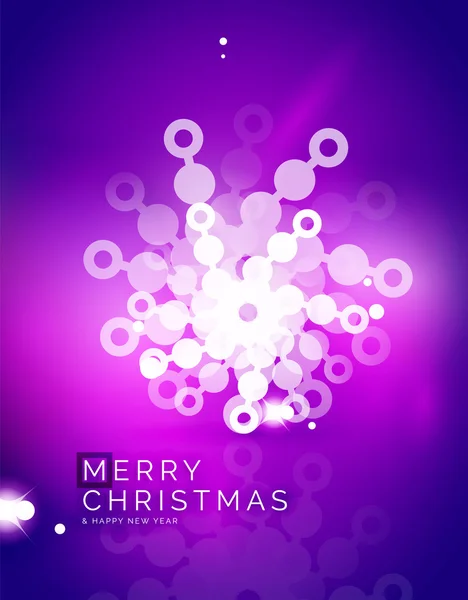 Boże Narodzenie fioletowy streszczenie tło z biały przejrzyste płatki śniegu — Wektor stockowy