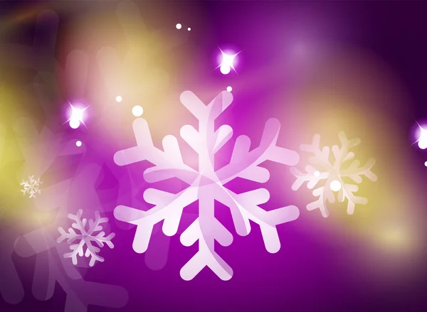 Christmas purple abstract background with white transparent snowflakes — Stock Vector