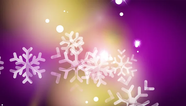 Fondo abstracto de Navidad púrpura con copos de nieve transparentes blancos — Vector de stock