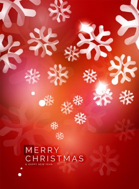 Christmas kırmızı arka plan beyaz şeffaf kar taneleri ile