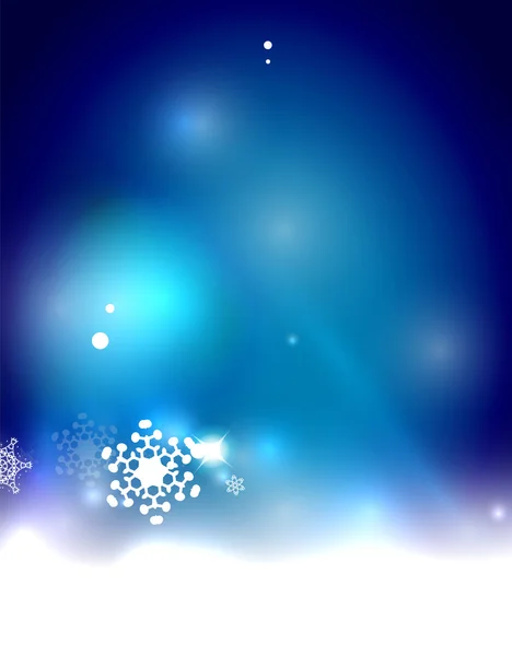 Christmas blue abstract background with white transparent snowflakes — Stock Vector