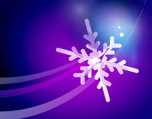 Christmas purple abstract background with white transparent snowflakes — Stock Vector