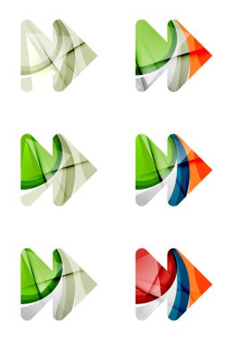 Soyut ileri kümesi oyun ok simgesi, iş logo kavramları, temiz modern geometrik tasarım