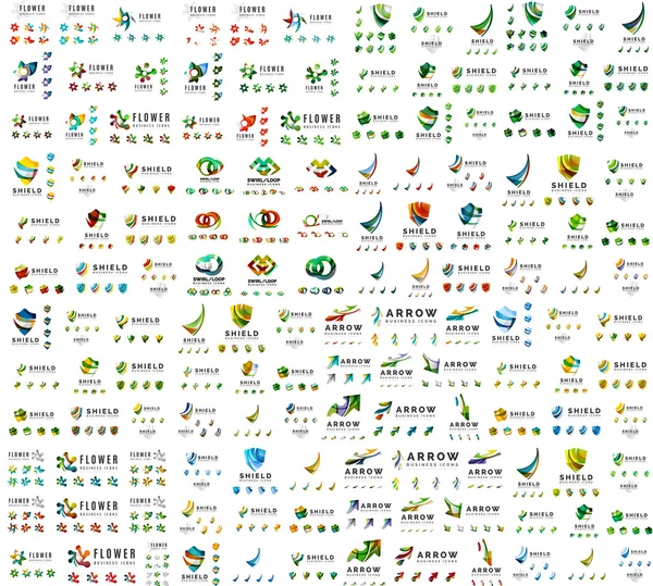 普遍的なロゴ、ビジネス抽象アイコンのメガコレクション — ストックベクタ