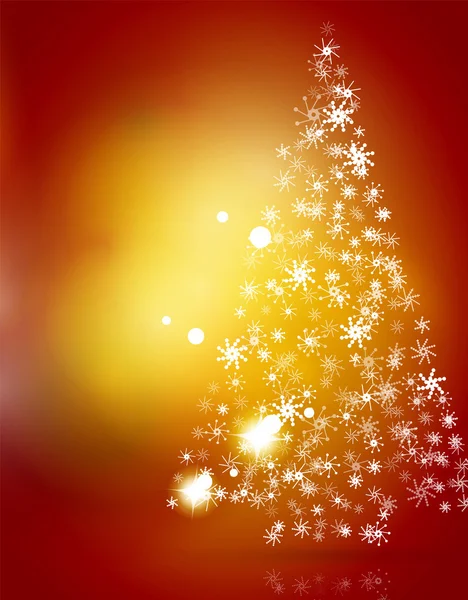 Fondo abstracto naranja navideño con copos de nieve blancos transparentes — Vector de stock