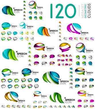 Speech bubble mega set, clouds. Colorful geometric design, icon or company logo collection