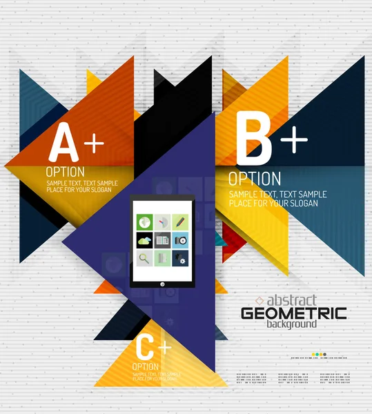 Abstracte info banner met opties, geometrische papier stijl — Stockvector