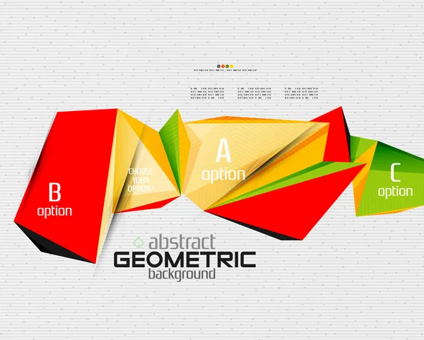 Abstracte info banner met opties, geometrische papier stijl — Stockvector