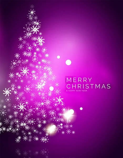 Christmas purple abstract background with white transparent snowflakes — Stock Vector