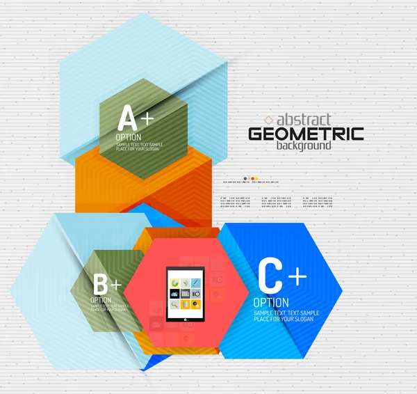 Banner de información abstracta con opciones, estilo de papel geométrico — Archivo Imágenes Vectoriales