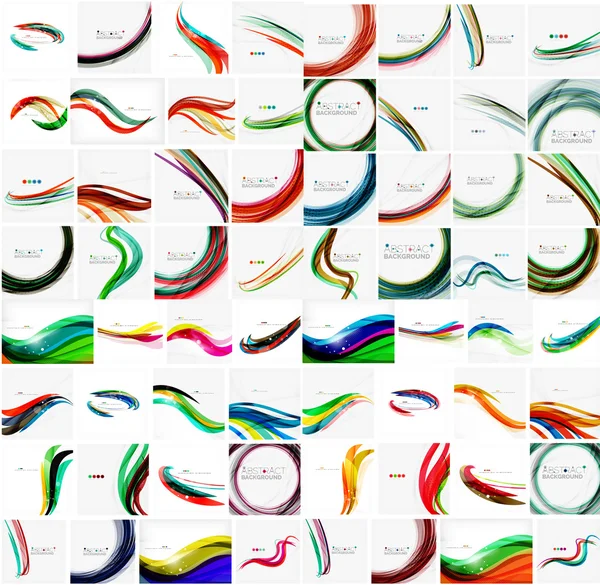 Mega-Sammlung von Wellen abstrakten Hintergründen mit Kopierraum. für Business-Tech-Design-Vorlagen, Webdesign, Präsentationen — Stockvektor