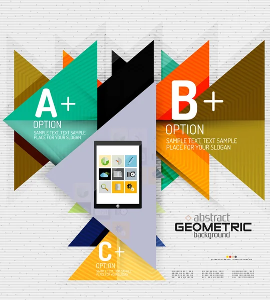 Soyut bilgi ekranı, geometrik kağıt stili seçenekleri — Stok Vektör