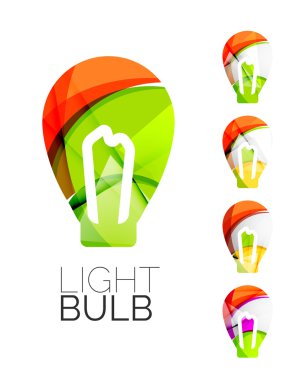 Dizi soyut ampul simgeler, iş logo fikri kavramlar, temiz modern geometrik tasarım