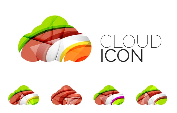 Set di icone astratte del cloud computing, concetti di logotipo aziendale, design geometrico moderno e pulito — Vettoriale Stock