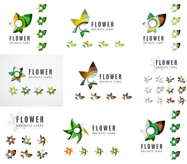 Set of company logotype branding designs, flower blooming concept icons — Stock Vector