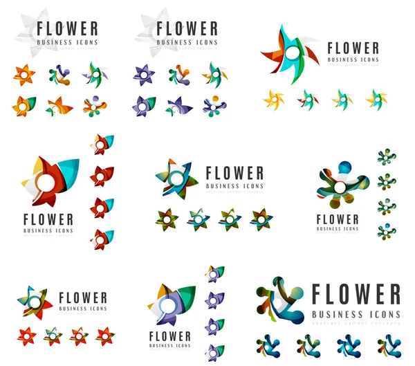 Set of company logotype branding designs, flower blooming concept icons — Stock Vector