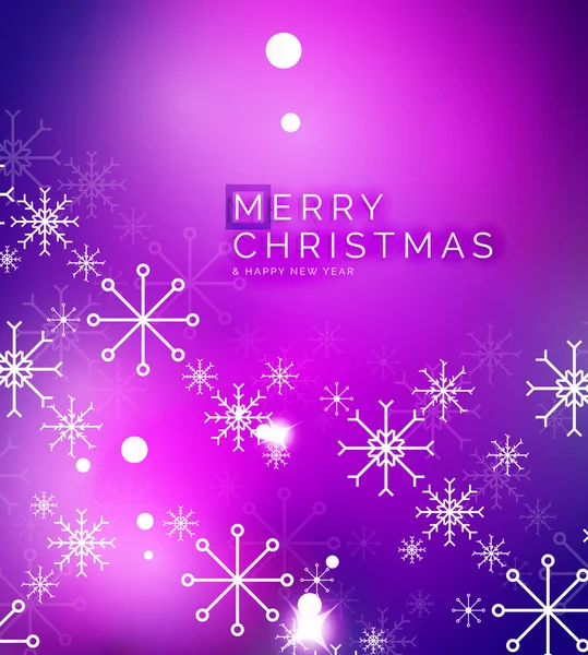 Christmas purple abstract background with white transparent snowflakes — Stock Vector