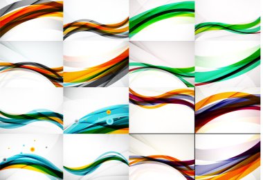 Set of abstract backgrounds, smooth blurred waves