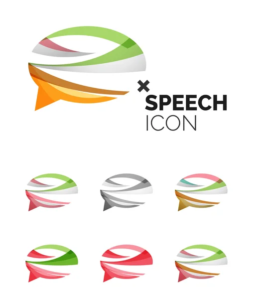 Conjunto de abstrato bolha de fala e ícones de nuvem, conceitos de logotipo de negócios, design geométrico moderno limpo — Vetor de Stock