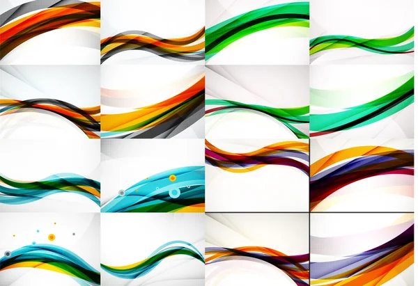 Set of abstract backgrounds, smooth blurred waves — 图库矢量图片