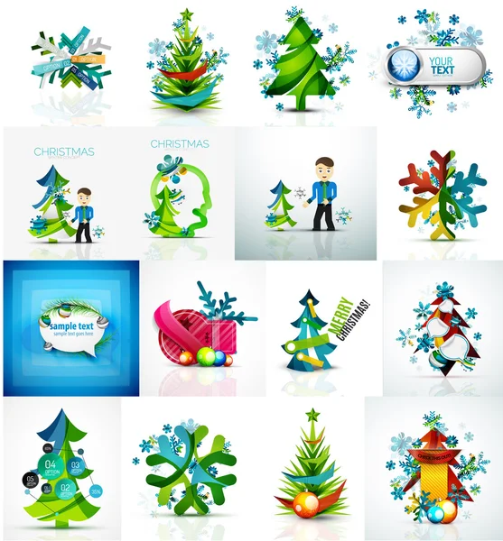 Reihe verschiedener geometrischer abstrakter Weihnachtskonzepte — Stockvektor