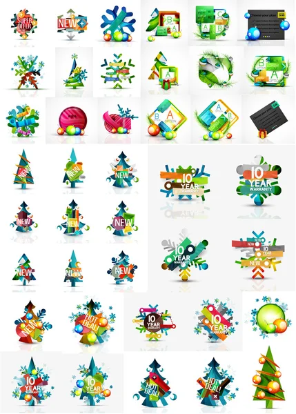 Conjunto de varios conceptos geométricos abstractos de Navidad — Vector de stock