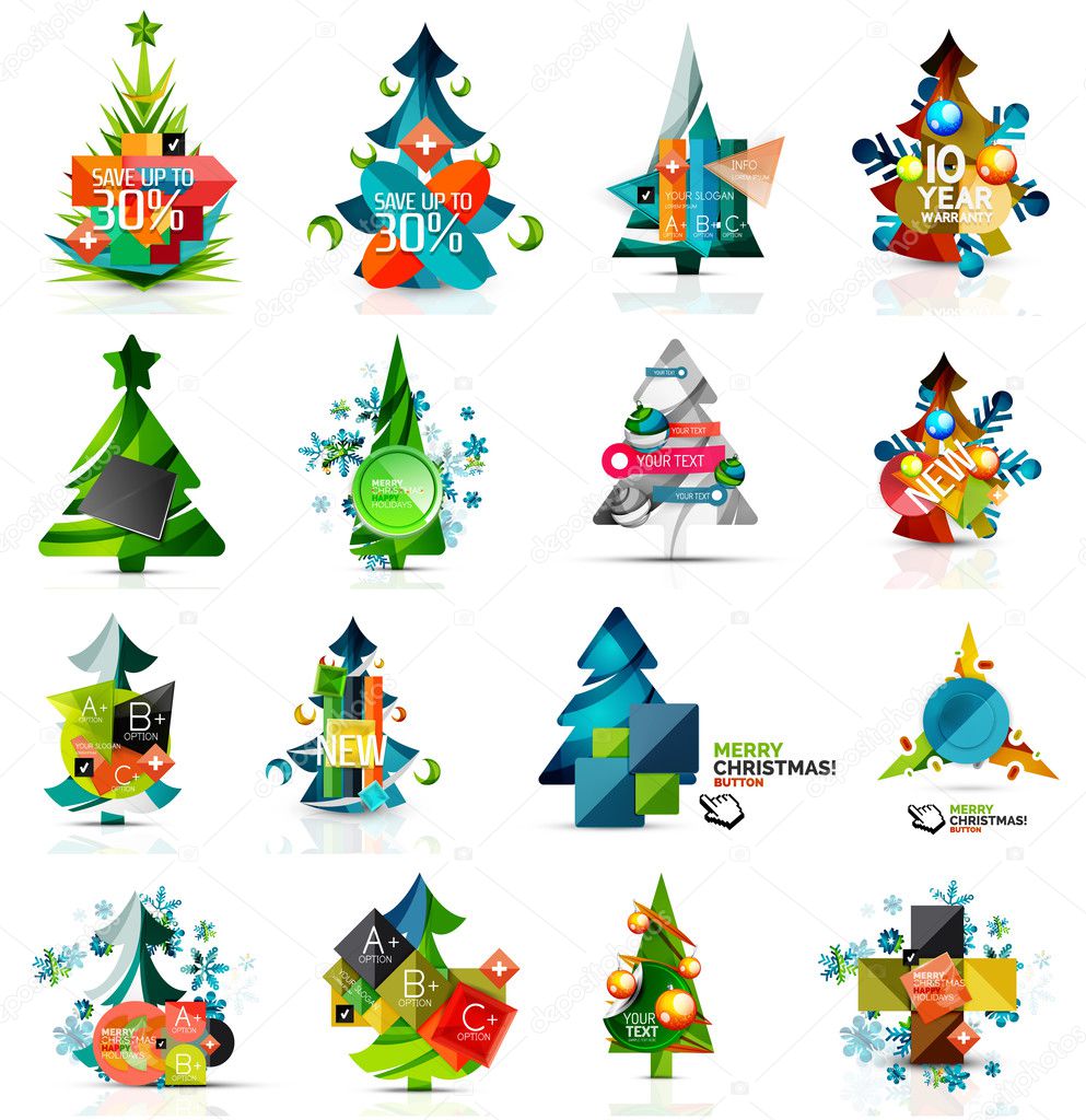 Set of various geometric abstract Christmas concepts