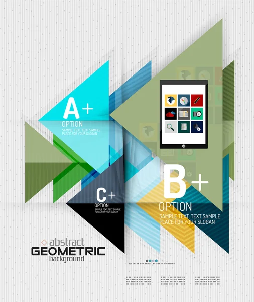 Abstract info banner with options, geometric paper style — Stock Vector