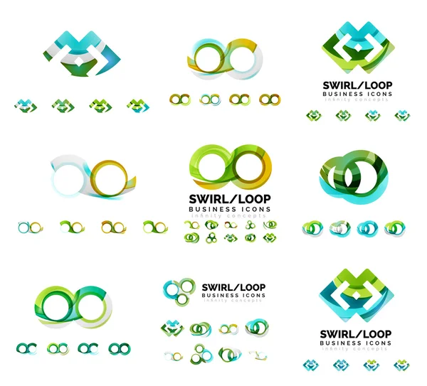 Set of company logotype branding designs, swirl infinity loop concept icons isolated on white — Stock Vector