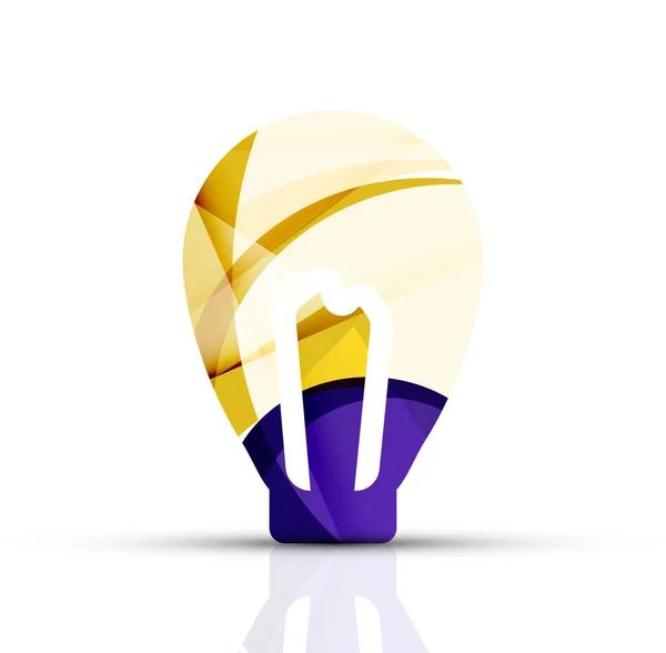 Diseño abstracto del logotipo de la bombilla de luz hecha de piezas de color: varias formas geométricas — Vector de stock