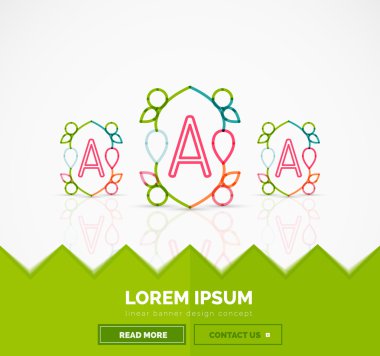 Soyut geometrik doğrusal hipster çiçek simgesi, çerçeve tasarımı, düz stil. Afiş