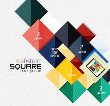 Geometrik kare şekilleri ve Infographic seçeneği öğeleri tablet ile