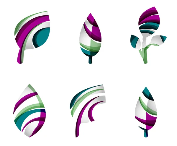 Conjunto de iconos abstractos de la hoja ecológica, conceptos de la naturaleza del logotipo del negocio, diseño geométrico moderno limpio — Vector de stock