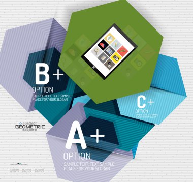 Soyut bilgi ekranı, geometrik kağıt stili seçenekleri