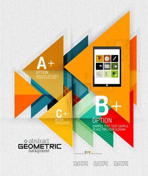 Bannière d'information abstraite avec options, style papier géométrique — Image vectorielle