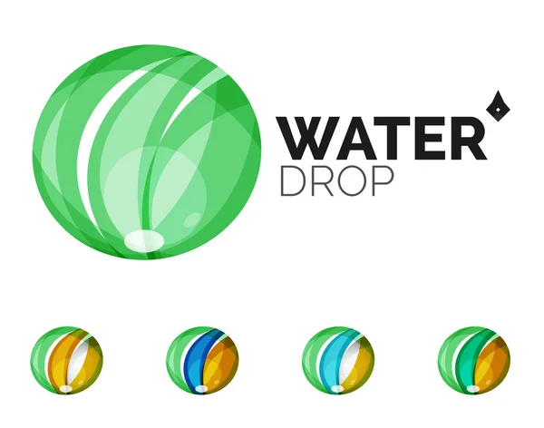 Set de icoane abstracte de apă ecologică, logo-uri de afaceri natură concepte verzi, design geometric modern curat — Vector de stoc