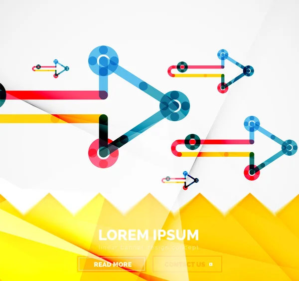 Modèle de bannière abstrait avec flèches, style de conception linéaire — Image vectorielle