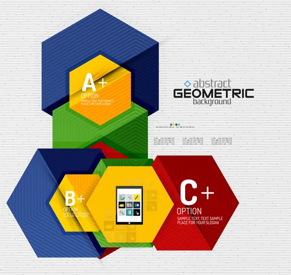 Banner de información abstracta con opciones, estilo de papel geométrico — Vector de stock