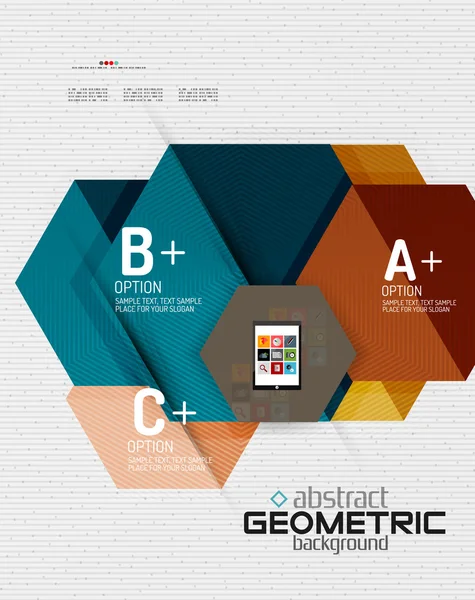 Soyut bilgi ekranı, geometrik kağıt stili seçenekleri — Stok Vektör