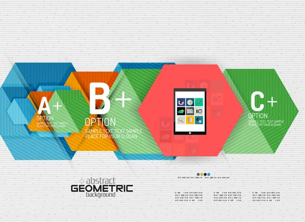 Banner de información abstracta con opciones, estilo de papel geométrico — Vector de stock