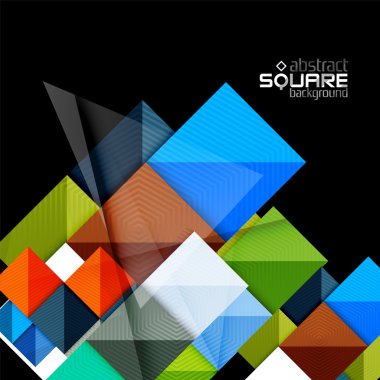 Siyah parlak renkli kareler. Geometrik arka plan
