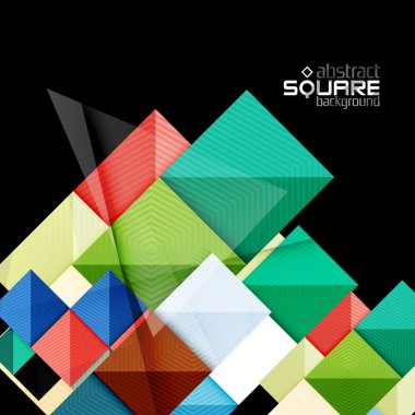 Siyah parlak renkli kareler. Geometrik arka plan