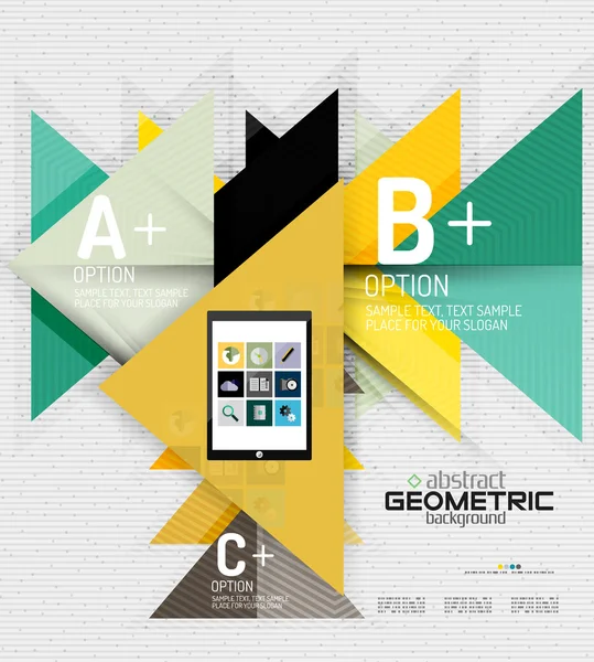 Soyut bilgi ekranı, geometrik kağıt stili seçenekleri — Stok Vektör