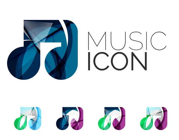 Conjunto de iconos abstractos de notas musicales, conceptos de logotipos empresariales, diseño geométrico moderno y limpio — Archivo Imágenes Vectoriales