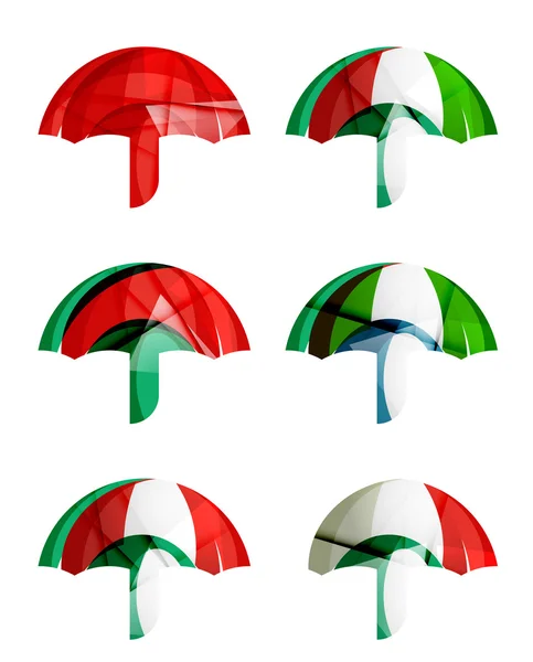 Conjunto de ícones de guarda-chuva abstratos, conceitos de proteção de logotipos de negócios, design geométrico moderno limpo — Vetor de Stock